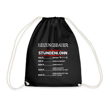 Heizungsbauer Anlagenmechaniker Sanitär Geschenke - Turnbeutel - Schwarz - Vorne