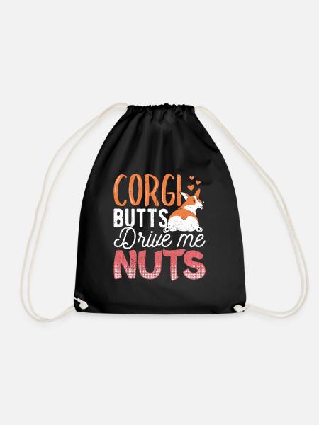 Butts puppy soft floccose creamy linty featherlike - Drawstring Bag - black