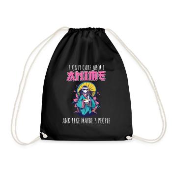 Anime Fan manga Otaku I only care about anime and - Drawstring Bag - black - Front