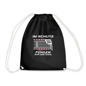 Im Schlitz fühlen wir uns wohl. Slotcar Racing - Turnbeutel - Schwarz - Vorne