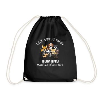Dogs make me happy - dogs - Drawstring Bag - black - Front