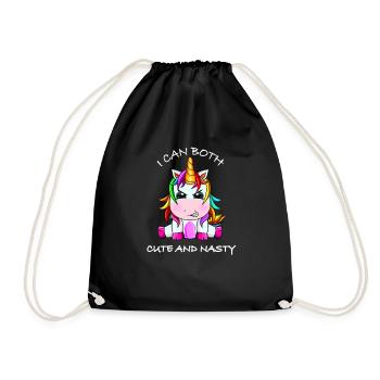 Einhorn Geschenk lustiger Spruch - Turnbeutel - Schwarz - Vorne