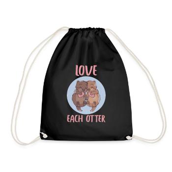Otter Love Each Otter niedlich Tier Geschenkidee - Turnbeutel - Schwarz - Vorne