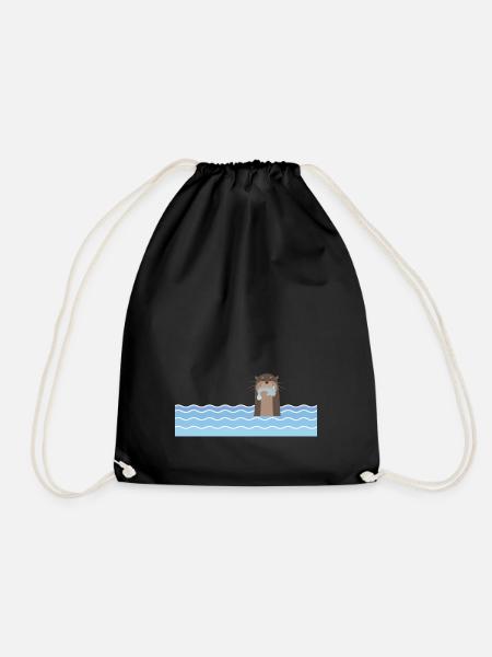 Otter Love Each Otter niedlich Tier Geschenkidee - Turnbeutel - Schwarz