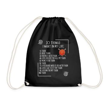 Crochet wool knitting sewing yarn seamstress - Drawstring Bag - black - Front