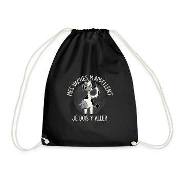 Cows Farmer Farmer Farm Cow Humor Gift - Drawstring Bag - black - Front