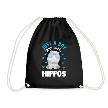 Funny hippo hippo lover gift idea - Drawstring Bag - black - Front