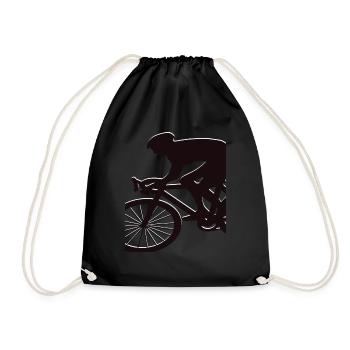 bike cyclist biker road bike - Drawstring Bag - black - Front