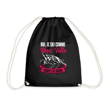 Oui, je ski comme une fille - humour cadeau - Sac de sport léger - noir - Devant