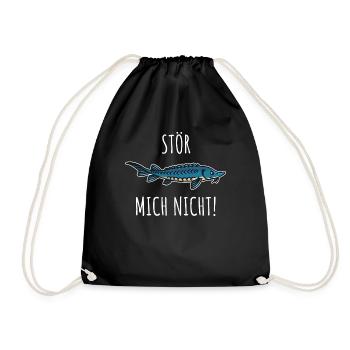 Sturgeon angler funny Don't disturb me - Drawstring Bag - black - Front
