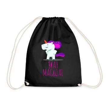 Einhorn Unicorn Fantasie - Turnbeutel - Schwarz - Vorne