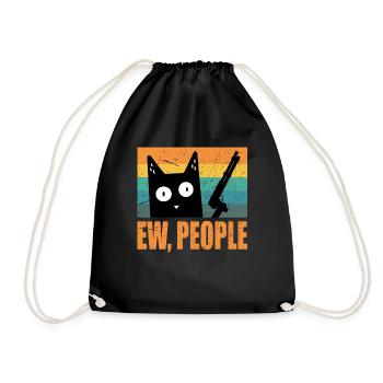 ew people funny cat - Drawstring Bag - black - Front