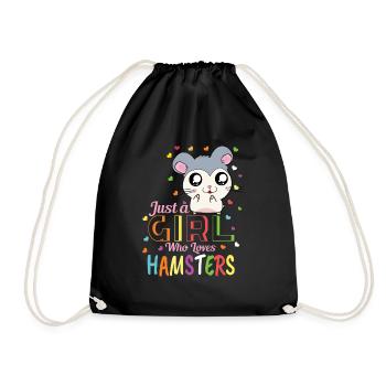 Hamster Mädchen Damen Lustiges Hamster Haustier - Turnbeutel - Schwarz - Vorne