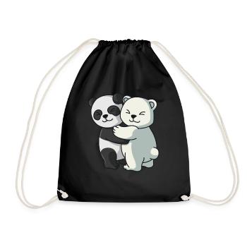 Panda mit Eisbär Bären Paar Liebe niedliche Tiere - Turnbeutel - Schwarz - Vorne