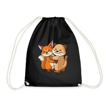 Chat avec renard aime les animaux mignons doux - Sac de sport léger - noir - Devant