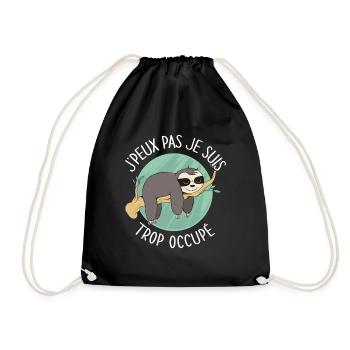 J'peux pas je suis trop occupé - paresseux humour - Sac de sport léger - noir - Devant