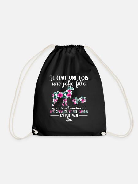 Chevaux Fille Chien Cheval Humour Cadeau - Sac de sport léger - noir