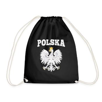 Poland flag eagle Polska fan shirt Polish - Drawstring Bag - black - Front