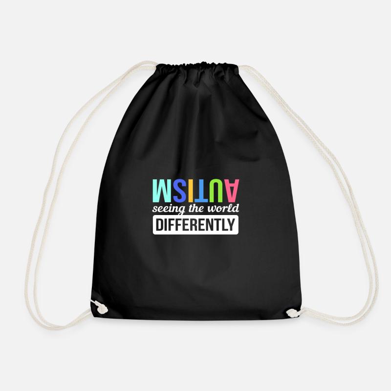 Funny Autism Pun Awareness Trisomie Down Syndrome - Drawstring Bag - black