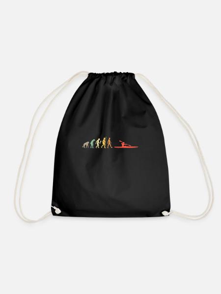 Vintage Rowing Evolution Rower Crew Gift Idea - Drawstring Bag - black