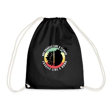 Blumenmotiv Damen Geschenk - Turnbeutel - Schwarz - Vorne