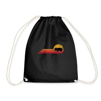 Hippo Flusspferd Retro Vintage Style - Turnbeutel - Schwarz - Vorne