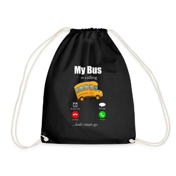 Bus driver omnibus school bus public transport autobus gift - Drawstring Bag - black - Front