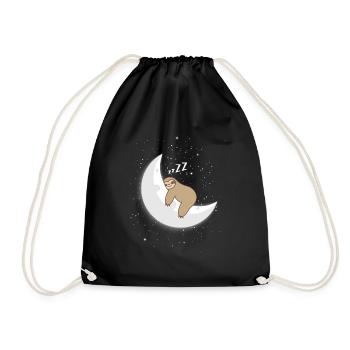 Sleeping sloth on moon pajamas - Drawstring Bag - black - Front