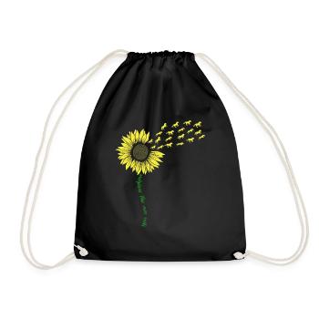 Horse sunflower gift - Drawstring Bag - black - Front