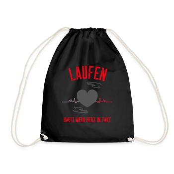 laufen hält mein Herz in Takt running Lauf - Turnbeutel - Schwarz - Vorne