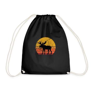 Retro Sonne Elch Wildtier Geschenk - Turnbeutel - Schwarz - Vorne