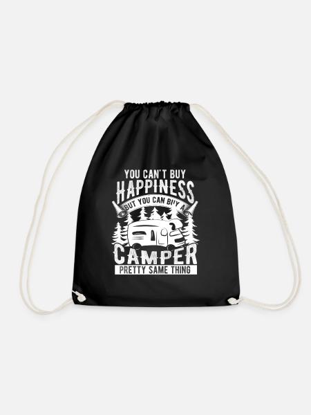 Camper caravan glücklich - Turnbeutel - Schwarz