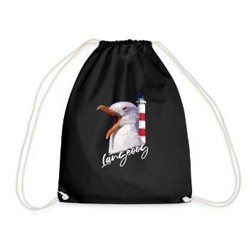 Langeoog Nordsee Insel Souvenir Geschenkidee - Turnbeutel - Schwarz - Vorne
