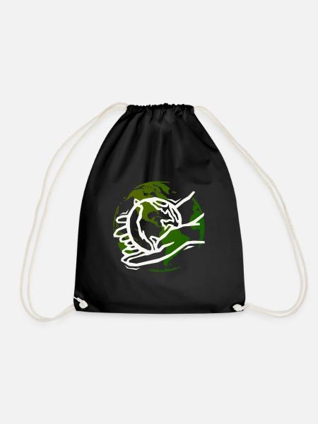 Earth day - we have it in our hand - Drawstring Bag - black