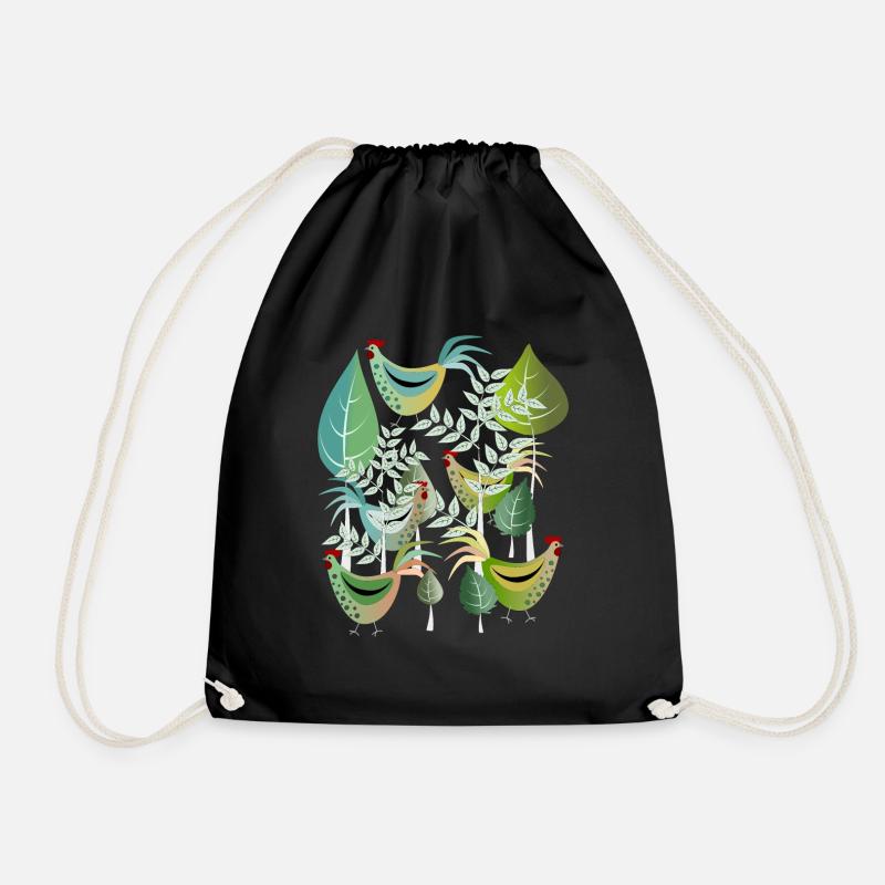 Bird Chicken Rooster Chicken Spring Hen Easter - Drawstring Bag - black