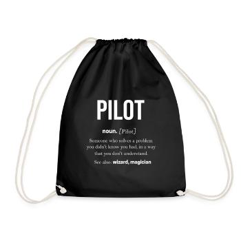 pilot - Drawstring Bag - black - Front