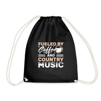 Fueled by Coffee and Country Music Lover - Drawstring Bag - black - Front