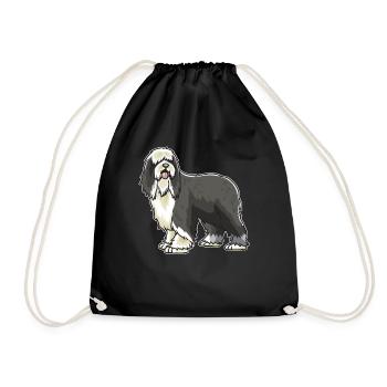 Bearded Collie cadeau chien - Sac de sport léger - noir - Devant