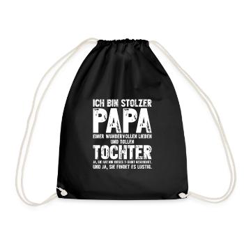 Ich bin stolzer PAPA einer wundervollen TOCHTER - Turnbeutel - Schwarz - Vorne