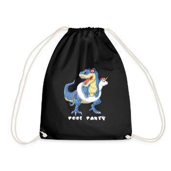 Pool Party Dinosaurier Einhorn - Turnbeutel - Schwarz - Vorne