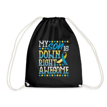 Down Syndrome Awareness Son Apparel Happy Gift - Drawstring Bag - black - Front