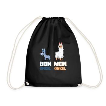 Mein Onkel Dein Onkel Lustiges Lama Geschenk - Turnbeutel - Schwarz - Vorne