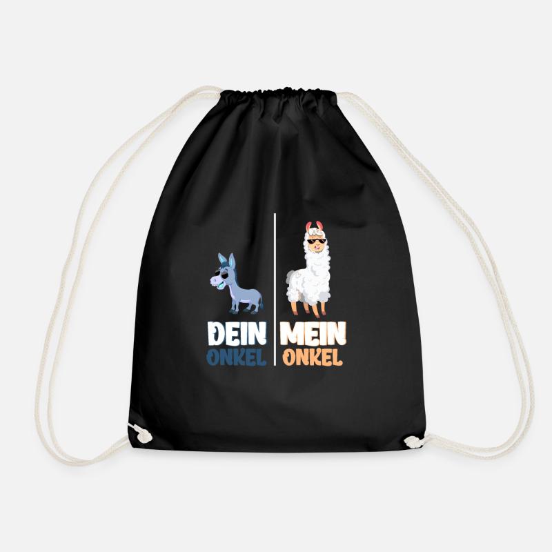 Mein Onkel Dein Onkel Lustiges Lama Geschenk - Turnbeutel - Schwarz