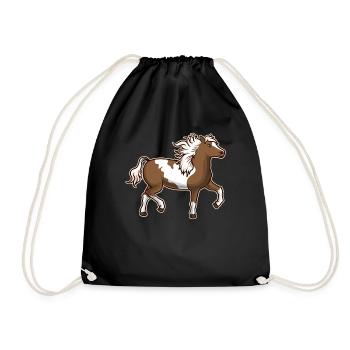 Schecke Pinto Pferd Geschenkidee - Turnbeutel - Schwarz - Vorne