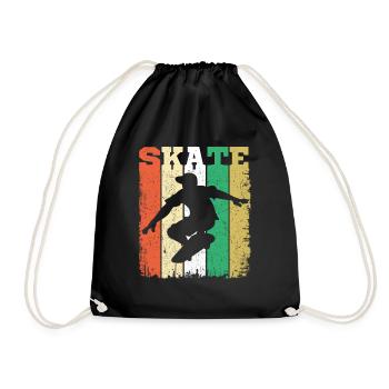 Skate Retro Vintage Skater Skateboarding Geschenk - Turnbeutel - Schwarz - Vorne