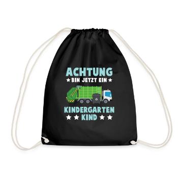 Ich Bin Jetzt Ein Kindergartenkind Müll Auto Mülla - Turnbeutel - Schwarz - Vorne