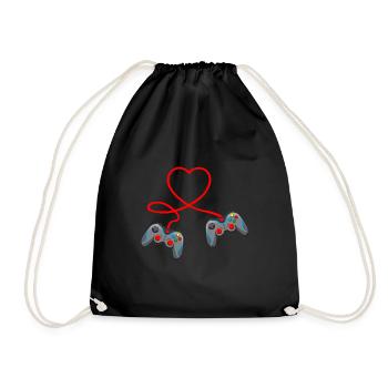 Video Game Controller Heart Video Gamer Gift - Drawstring Bag - black - Front