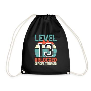 13th Birthday Boy Teen Birthday Gamer - Drawstring Bag - black - Front