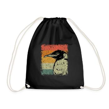 Vintage Penguin Animal Gift - Drawstring Bag - black - Front