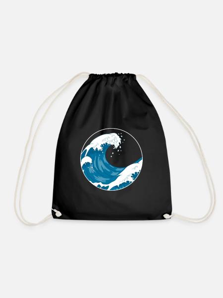 Die Große Welle Vor Kanagawa Hokusai Geschenk - Turnbeutel - Schwarz